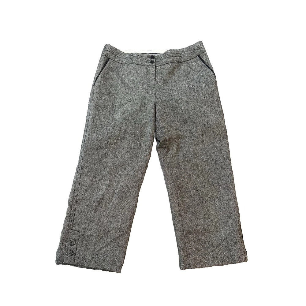 Wool Blend Willi Smith Tweed Womens Cropped Pants 4 Gray Trousers Dark Academia